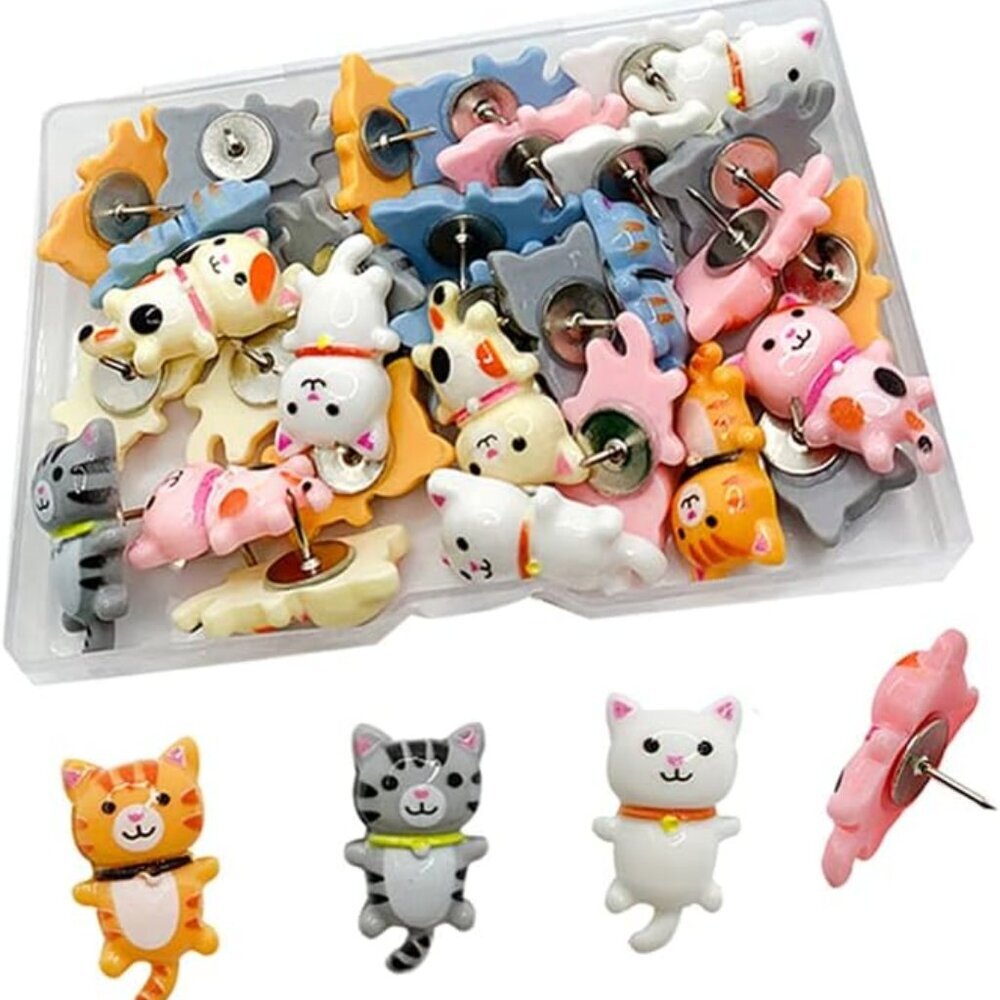 30 pcs Cute Cat Creative Push Pin Cute Decorative Thumbtacks Photo Memo Note Dra